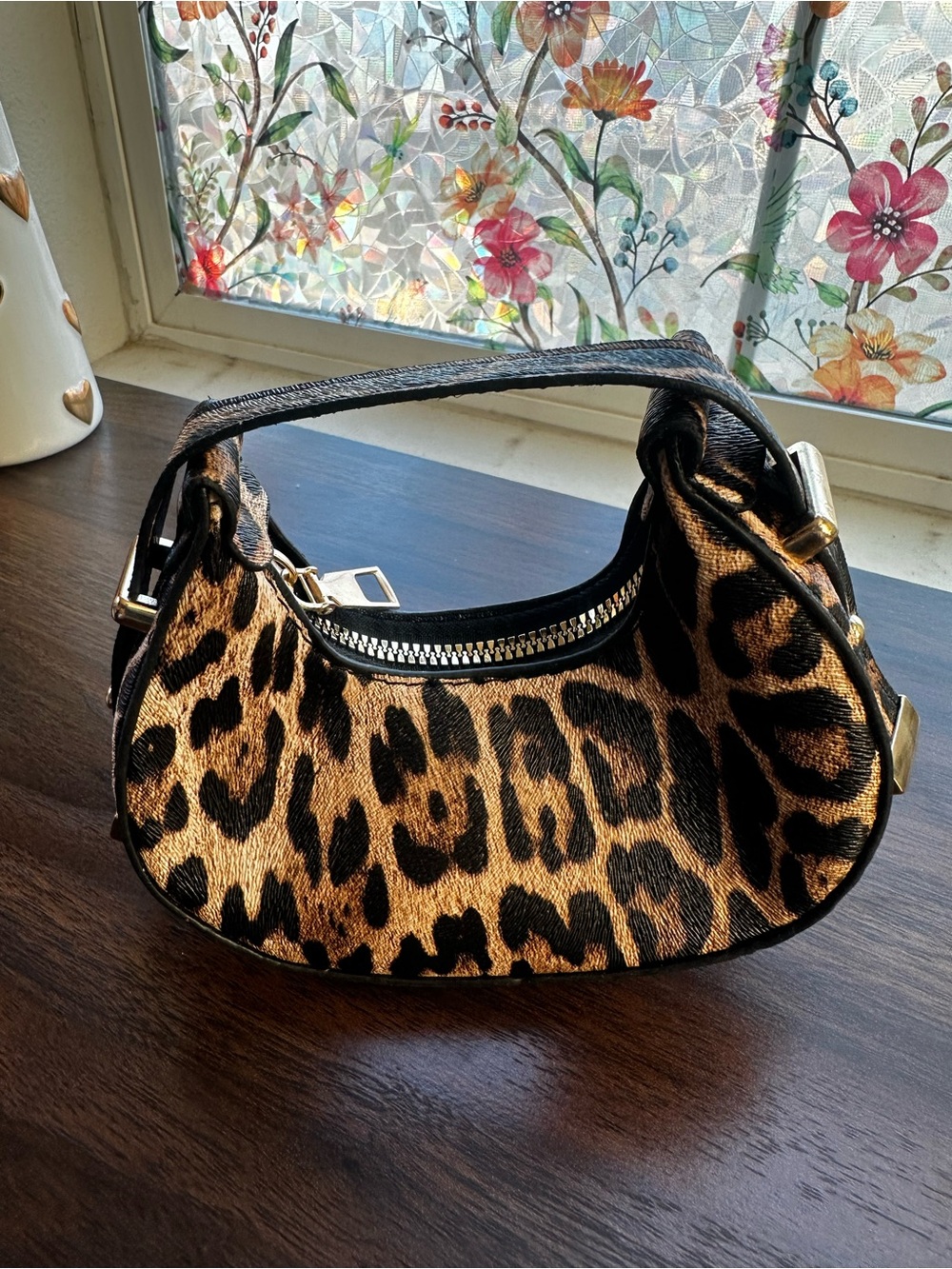 Leopard Print Micro Mini Hobo Bag Gold Hardware Bag Charm Y2K - Picture 13 of 17